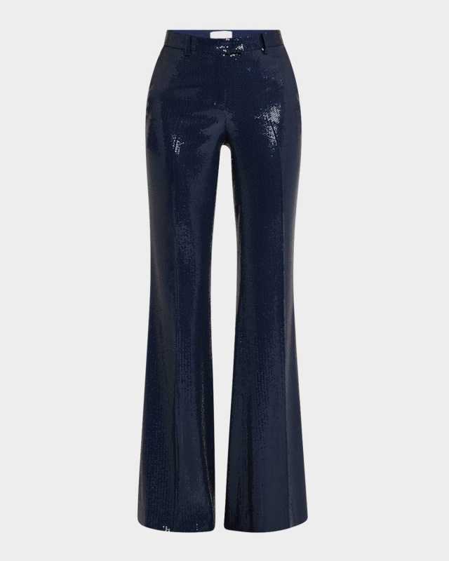 Haylee Sequined Flare Crepe Trousers